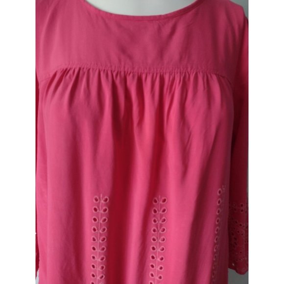 Crown Ivy Eyelet Lace Lined Sheath Dress Sz 6 Low Back Neck Tie Pink Barbiecore - Picture 2 of 9